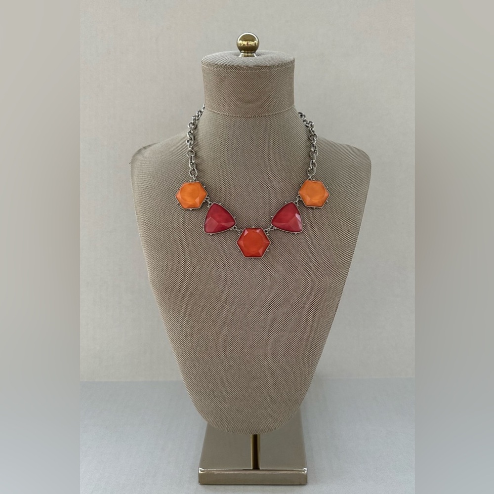 Geometric Red and Orange Statement Necklace